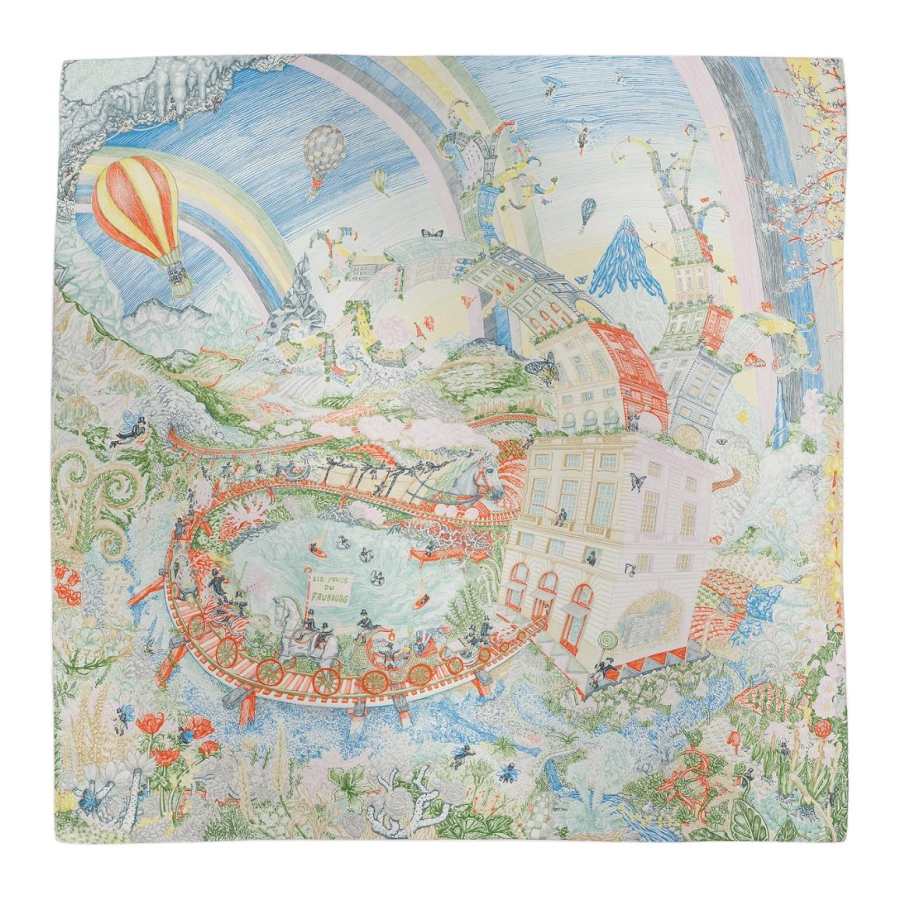 HERMES HERMES Soaring Blessing Treasure Dream Silk Shawls Women's Multicolor