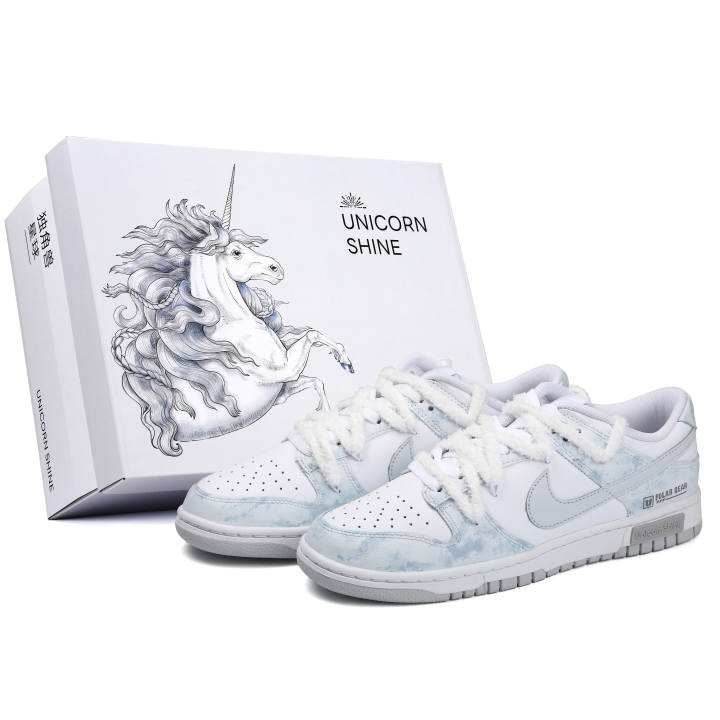 Nike Nike Dunk Abrasion Resistant Low top Skateboard Shoes Unisex White Blue