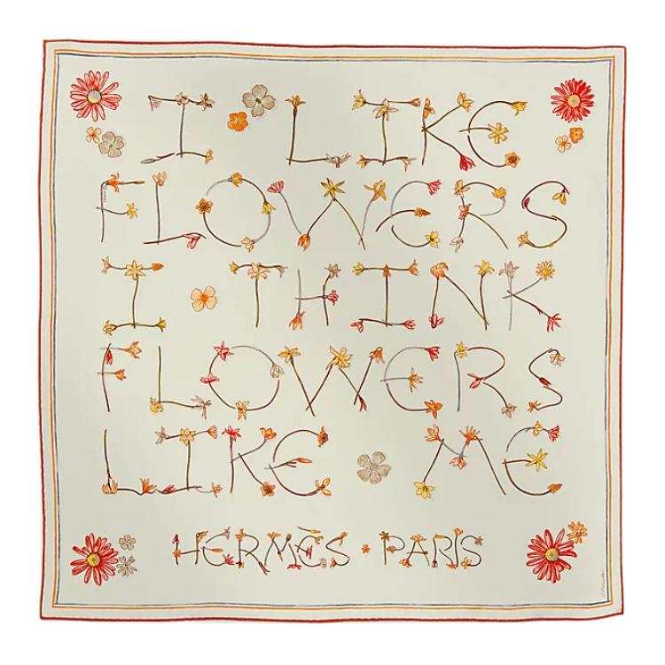 HERMES HERMES Silk Scarves Women's Cream