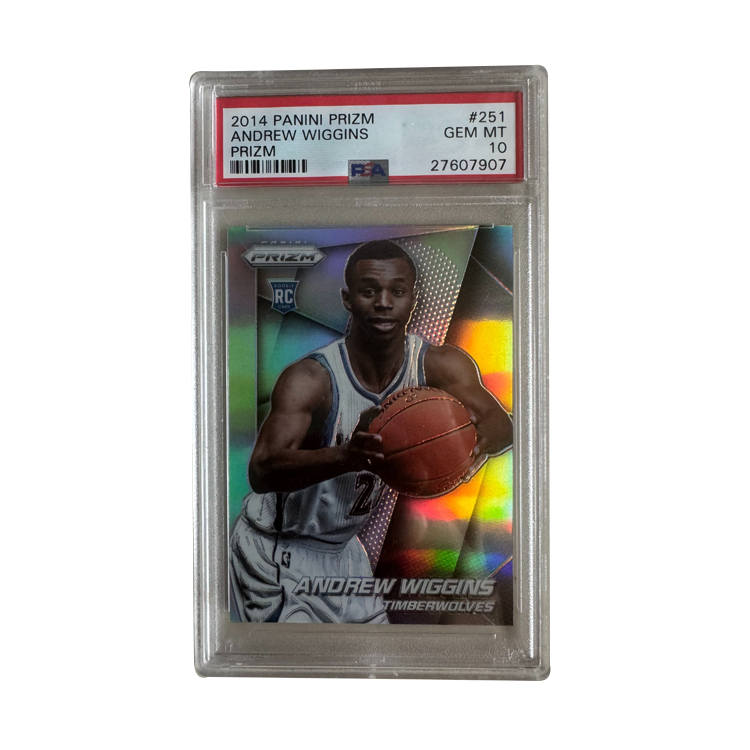PANINI Andrew Wiggins 2014 15 Prizm Rising Stars, Silver PSA10 RC Rookie, Genuine Silver Graded Cards 1 Pc