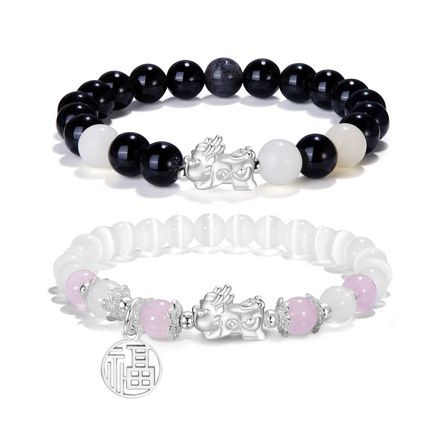 Zeroline Zeroline 999 Fine Silver Jade Bracelets Unisex