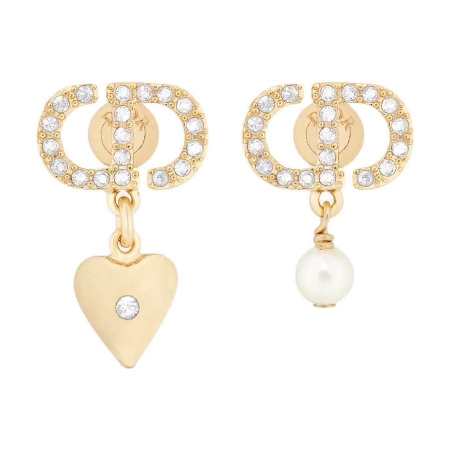 DIOR Resin, Metal, Faux Crystal Earrings Women's Gold