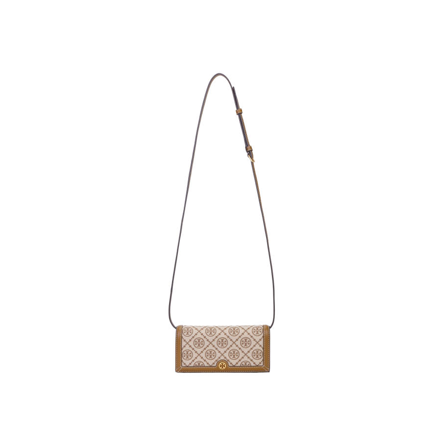TORY BURCH T Monogram Leather Wallet, Shoulder Bag, Crossbody Bag Small Women's Hazelnuts Brown