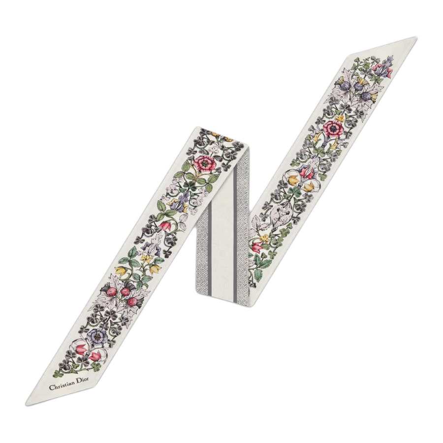 DIOR Mulberry Silk Scarves Women's White