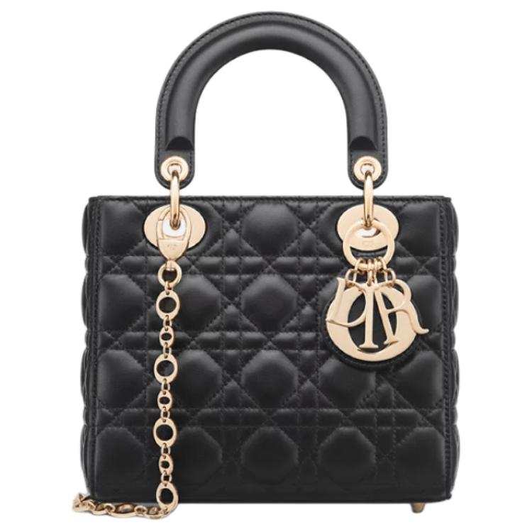 DIOR Lady Dior Sheepskin Handbag, Shoulder Bag, Crossbody Bag, Handbag Small Women's Black