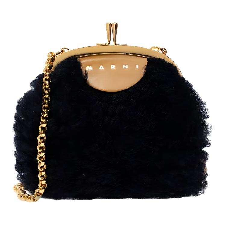 MARNI Plush Shoulder Bag Women's Black