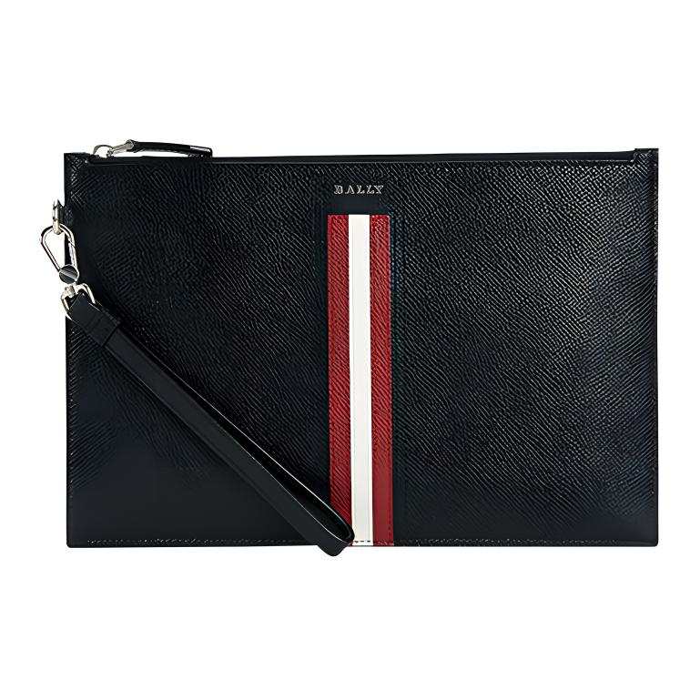 BALLY BALLY TENERY.LT Striped Zipped Clutch Bag