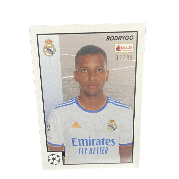Topps Euro Match Merlin 97 Brazil, Real Madrid, Rodrigo 99% , Player Card, Card Condition Guaranteed Sports Cards