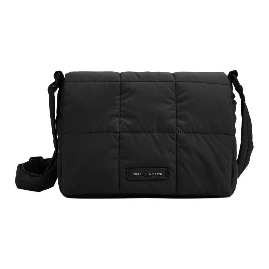 CHARLES&KEITH Charles & Keith Nylon Cloud Bag Crossbody Bag Medium Women's Jet Black/Grey Gray