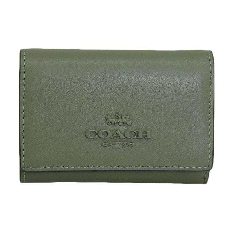 COACH COACH Compact Leather Wallet Regular Women's Green