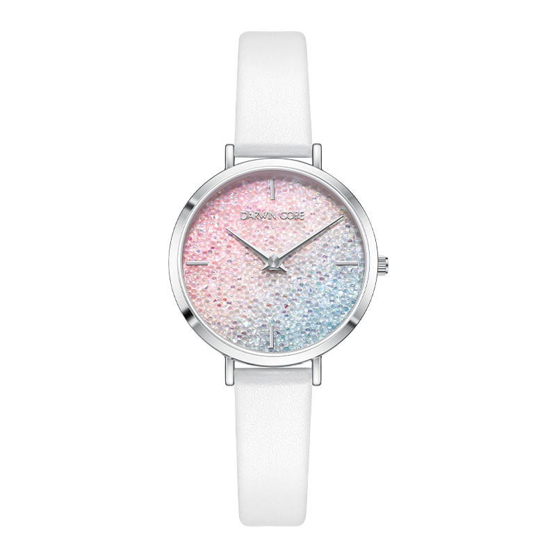 Darwin Core Quartz Movement Cow Leather Strap Watch Women's Watch Pink Watch Dial