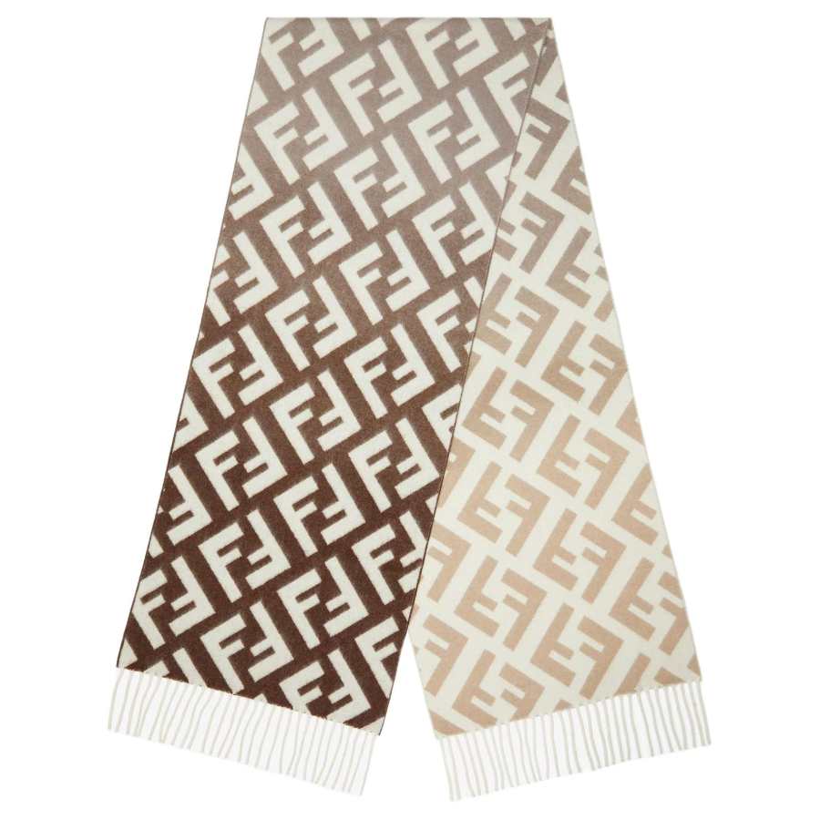 FENDI Wool Cashmere Knit Scarves Women's Dove Gray