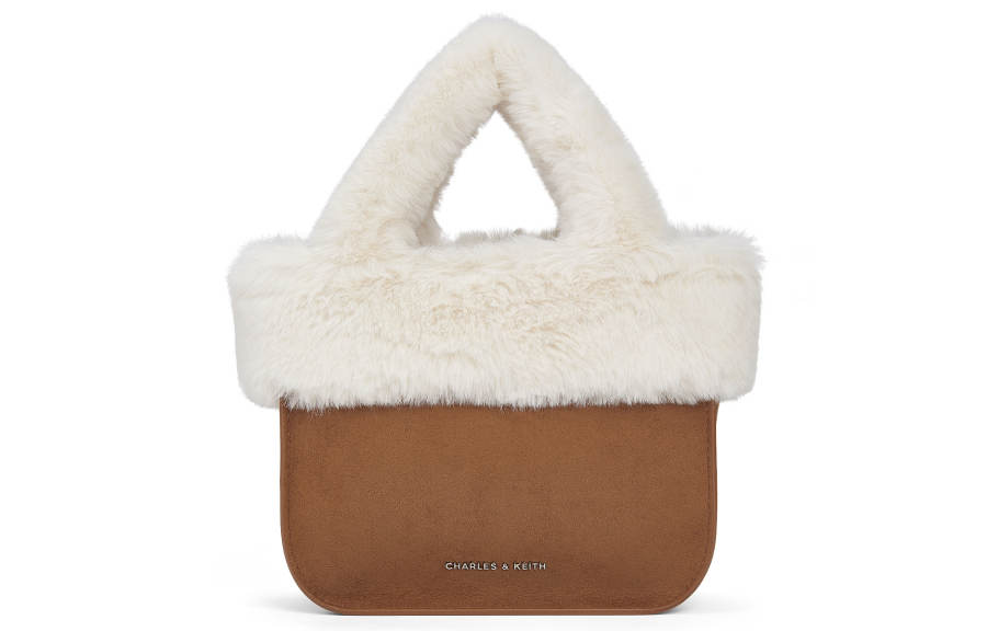 CHARLES&KEITH Charles & Keith PU, Textile Mixture Hazelnut Bag Handbag, Crossbody Bag Regular Women's Brown/Beige/Pink