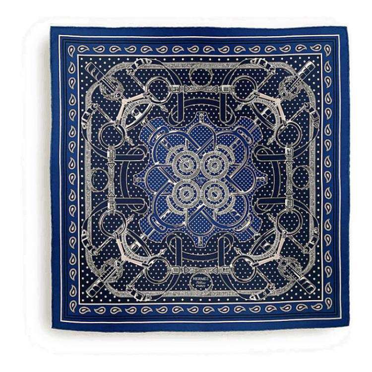HERMES Silk Scarves Women's Marine Blue
