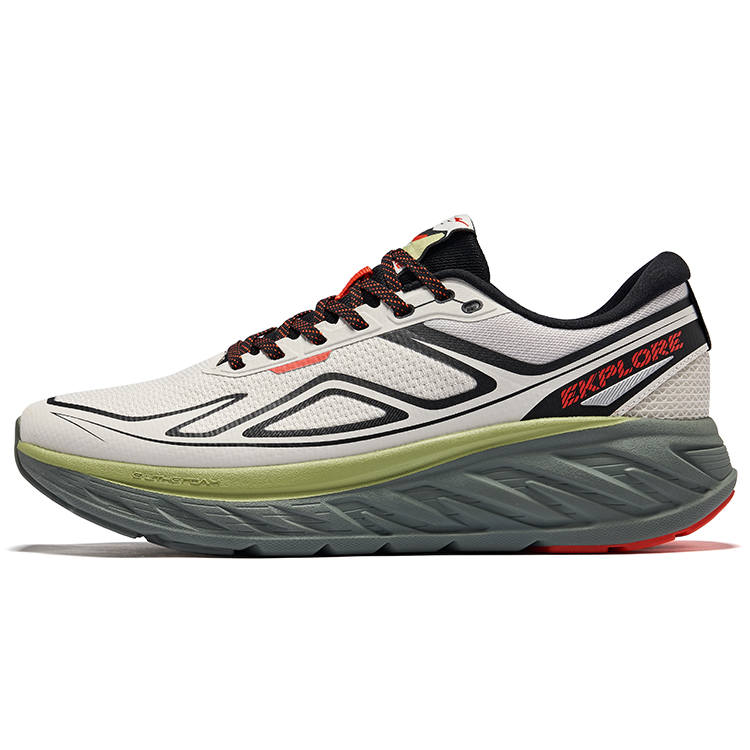 Erke Abrasion Resistant Lightweight Rebound Low top Qidan Technology Running Shoes Men's Wild Gray Jet Black