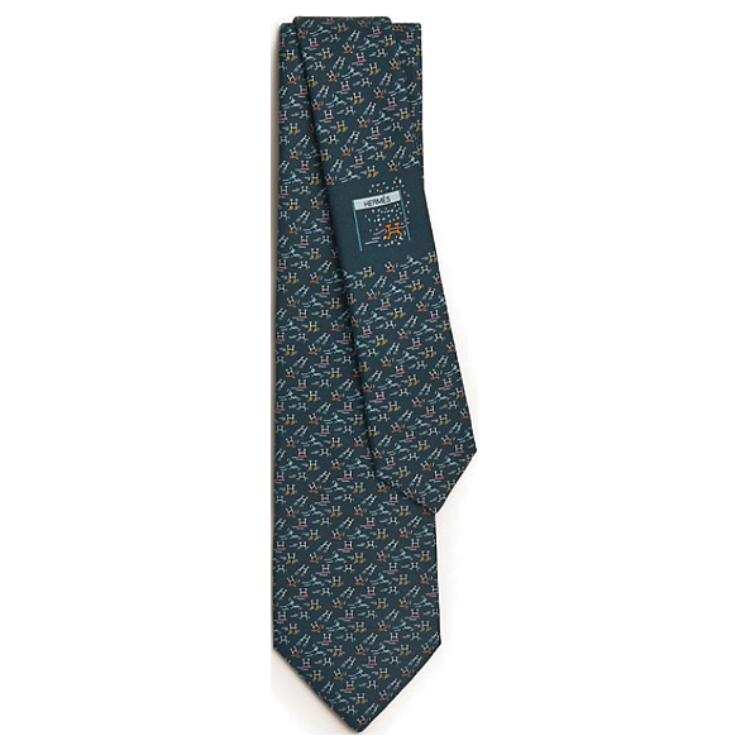 HERMES HERMES Mulberry Silk Ties Unisex Marine Blue
