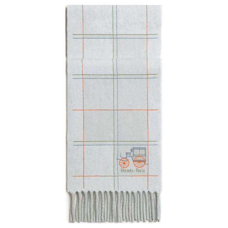 HERMES Cashmere Knit Scarves Unisex Northern Gray