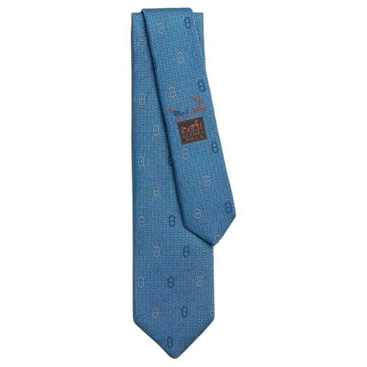 HERMES HERMES Mulberry Silk Ties Men's Sky Blue