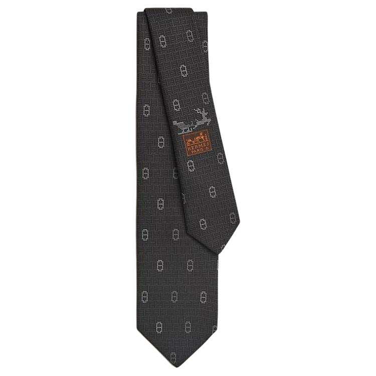 HERMES HERMES Mulberry Silk Ties Men's Black