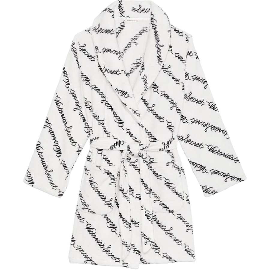 Victoria's Secret 24 Big Show Collection THE MIX Sleep Robe Women's White Base Letter Print