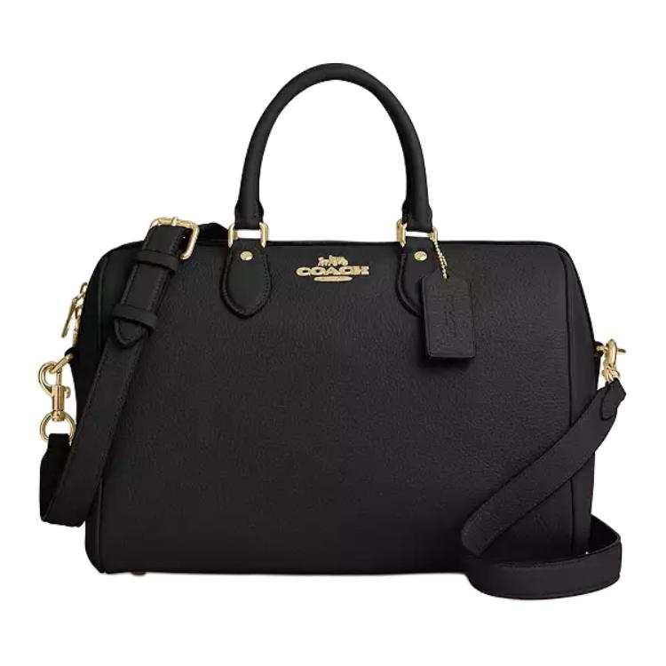 COACH Rowan Litchi Grain Leather Crossbody One Shoulder Handbag Large Women's Black