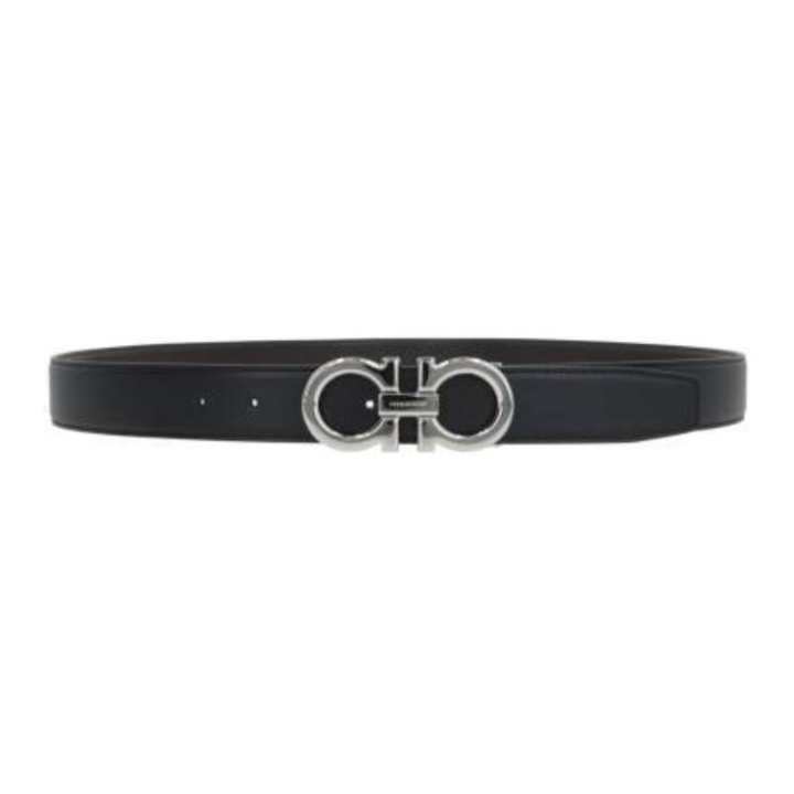 Ferragamo FERRAGAMO Calfskin Leather Belts Men's Black