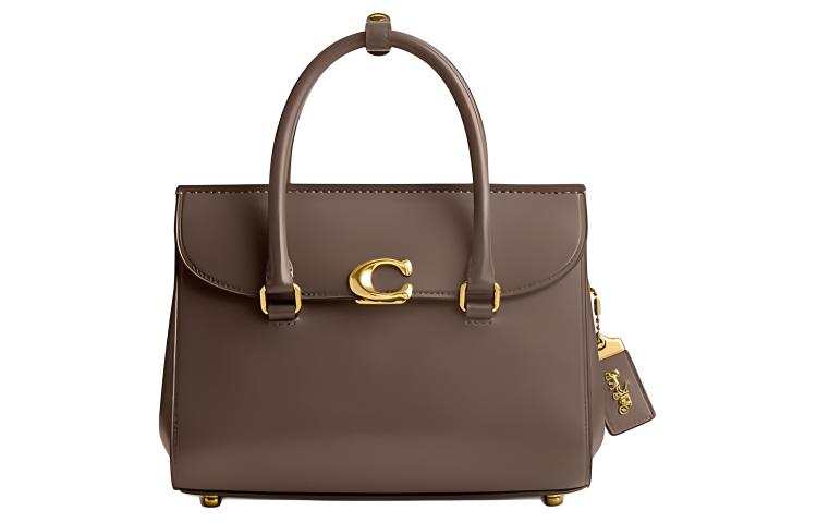 COACH Calfskin Briefcase, Handbag Medium Women's Tan