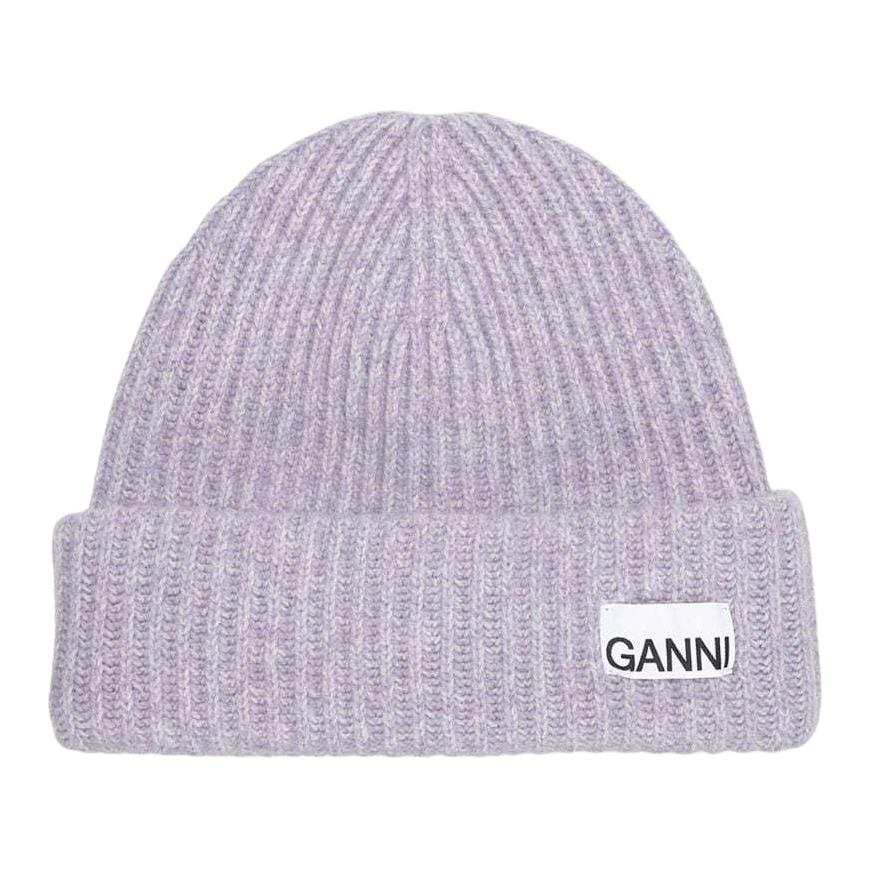 GANNI GANNI Logo patch Ribbed Knit Beanie
