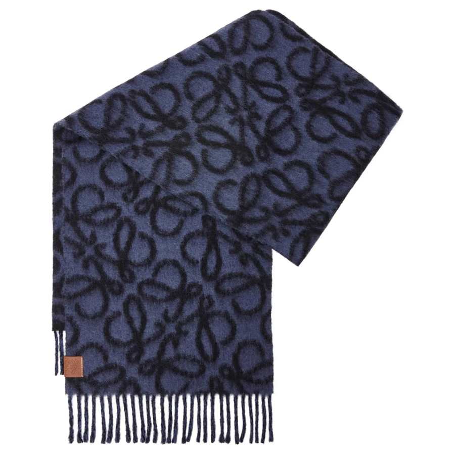 LOEWE Alpaca Knit Scarves Women's Blue