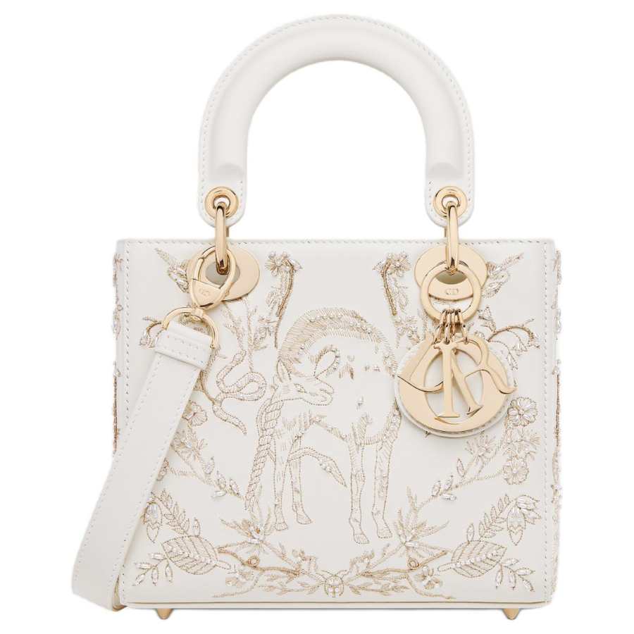 DIOR Lady Dior Lambskin Shoulder Bag, Crossbody Bag, Handbag Small Women's White