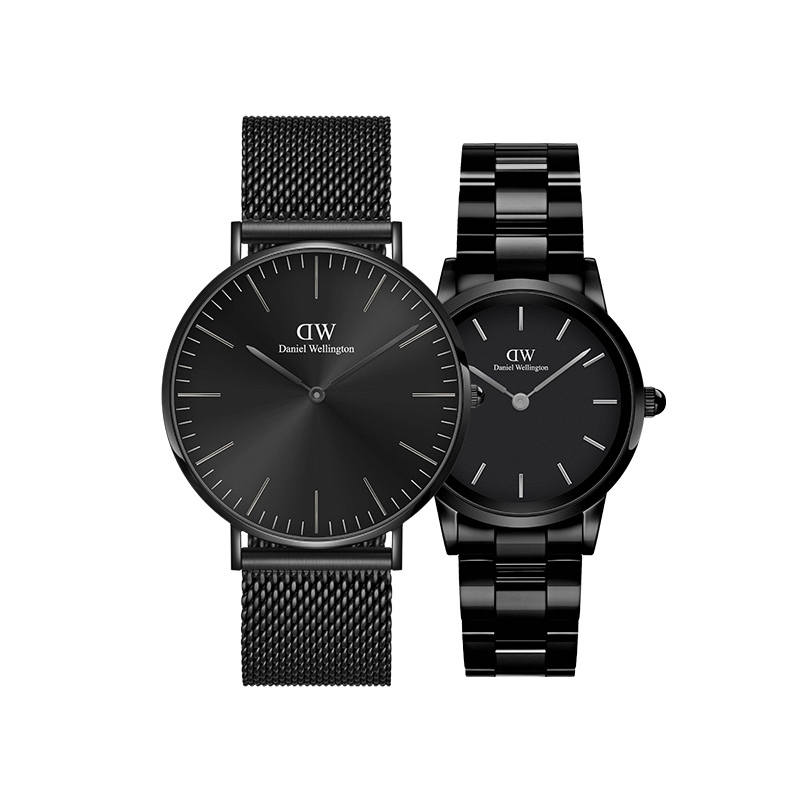 DW/DanielWellington Daniel Wellington DW ICONIC 40MM&28MM Wrist Watches Quartz Movement Stainless Steel Watchband Black Dial Unisex