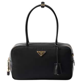 PRADA Recycled Nylon With Leather Handbag Medium Women's Black
