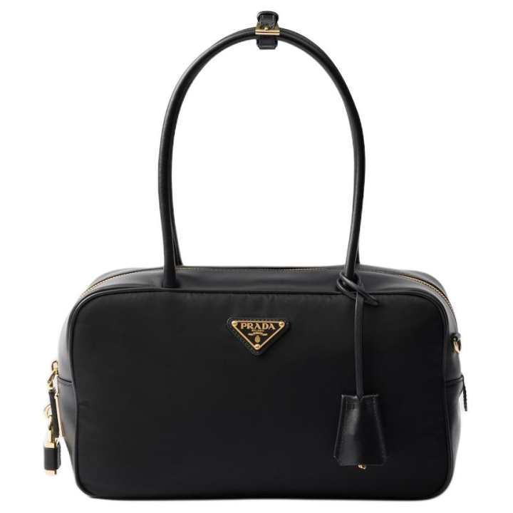 PRADA PRADA Recycled Nylon With Leather Handbag Medium Women's Black