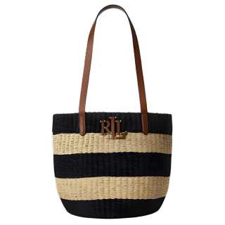 LAUREN RALPH LAUREN Cellulose Material Tote Bag, Shopping Bag, Handbag, Shoulder Bag Medium Women's Black & Yellow