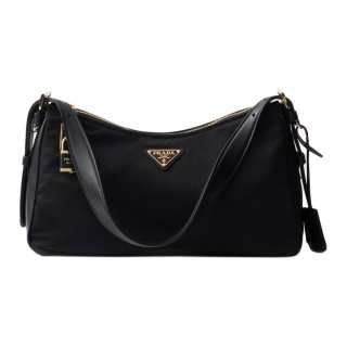PRADA Recycled Nylon Handbag, Shoulder Bag Large Women's Black