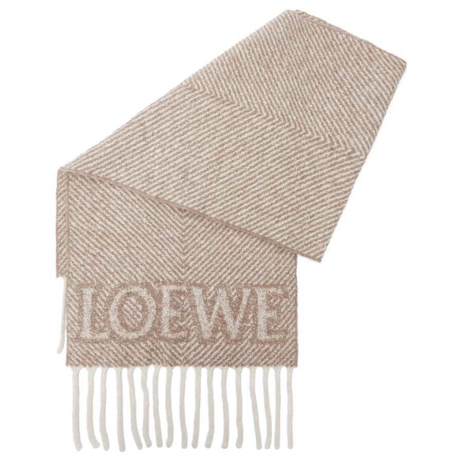 LOEWE Alpaca Knit Scarves Women's Camel