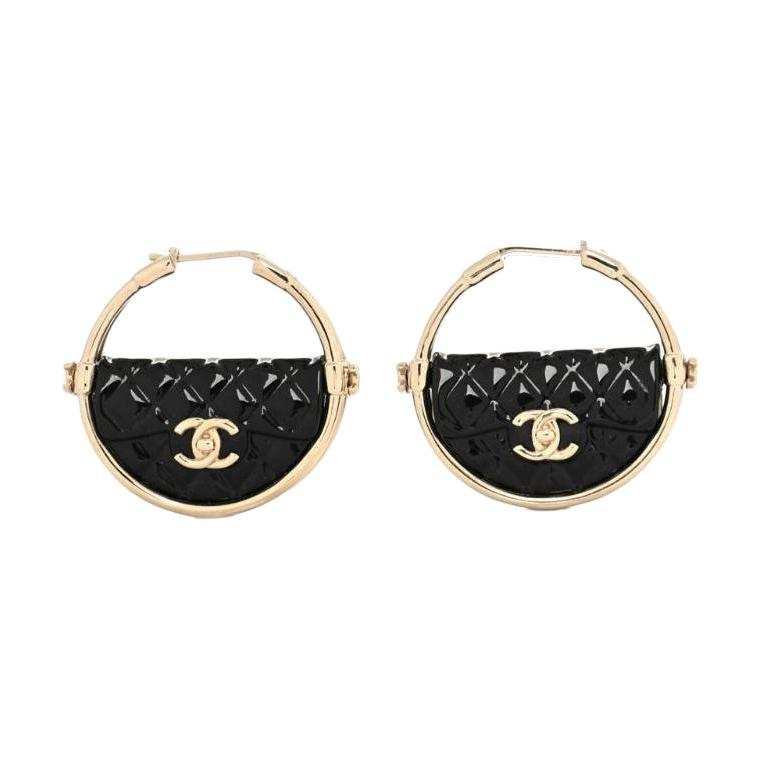 CHANEL CHANEL Quilted Flap Hoop Earrings