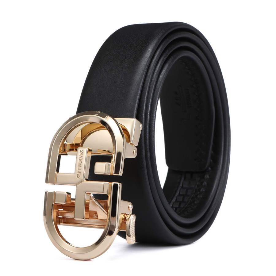 SEPTWOLVES SEPTWOLVES Top Grain Cow Leather Belts Men's Black Width 3.5CM