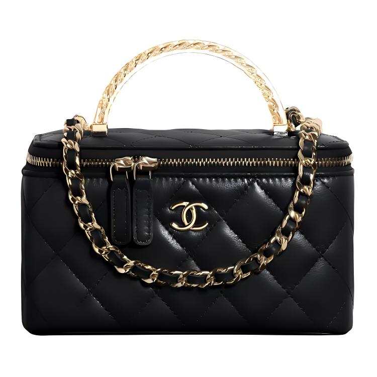CHANEL Lambskin Shoulder Bag, Crossbody Bag, Handbag Women's Black