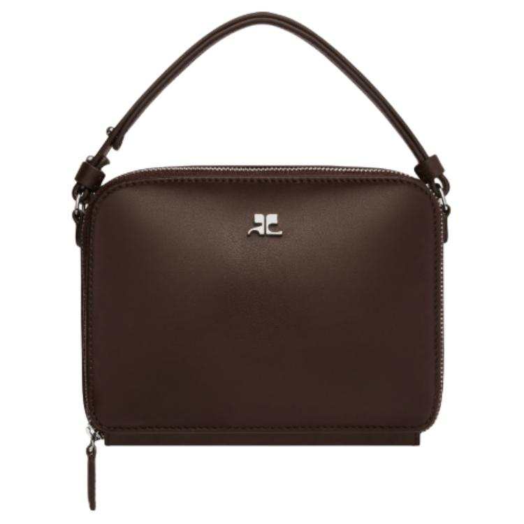 COURREGES Cow Leather One Shoulder Handbag Women's Brown
