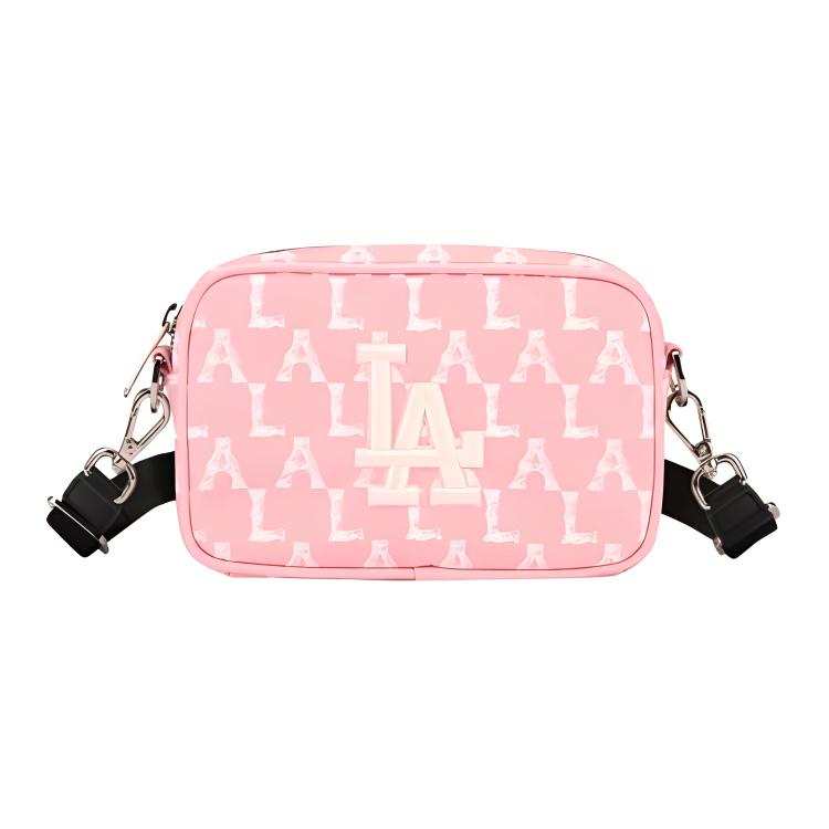 MLB Monogram Collection Nylon Fabric Shoulder Bag, Crossbody Bag Regular Unisex Cherry Blossom Pink