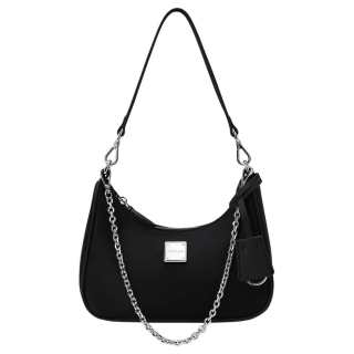 CASSILE Synthetic Leather Crescent Bag, Chain Shoulder Bag, Crossbody Bag Small Women's Black