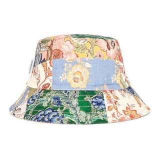 Zimmermann Brand Logo Linen Bucket Hats Unisex Floral Patch