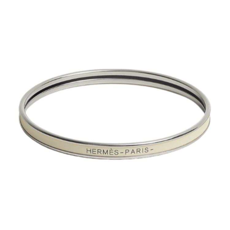 HERMES HERMES Enamel Bangles Unisex Silver