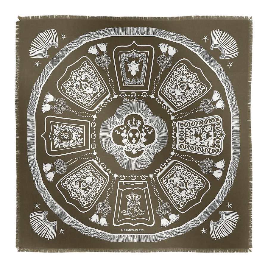 HERMES HERMES Mulberry Silk Scarves Men's Basalt Color