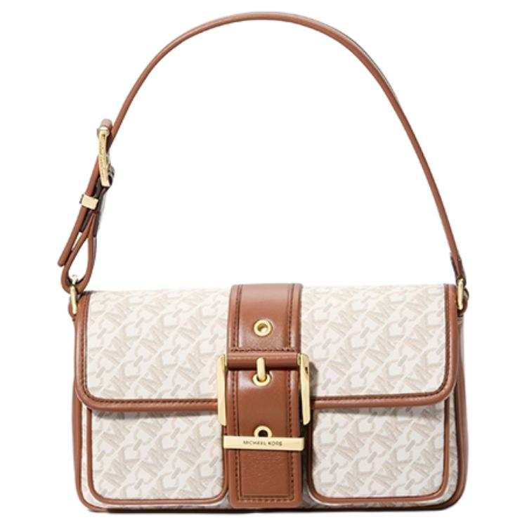 MICHAEL KORS Cow Leather Shoulder Bag, Handbag, Shoulder Bag Medium Women's Vanilla White & Acorn Brown