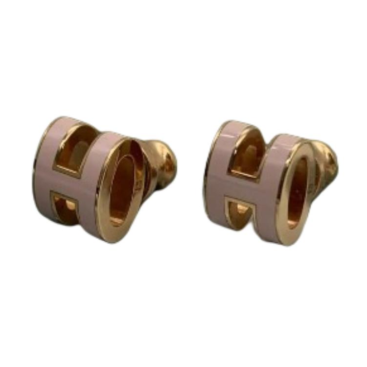HERMES POP H Brand Logo Earrings Women's Pink