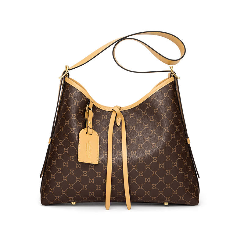 MashaLanti PVC Shoulder Bag Women's Dark Brown & Apricot