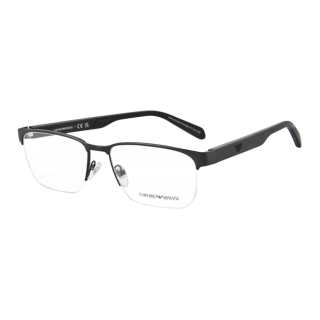EMPORIO ARMANI Plate Alloy Frame Rectangular Eyeglass Frames Men's Black
