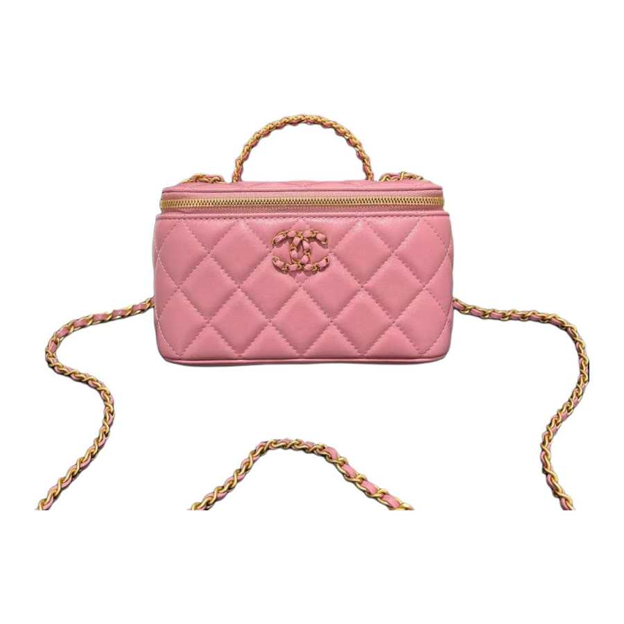 CHANEL Sheepskin Box Bag, Makeup Bag, Handbag, Shoulder Bag, Crossbody Bag Women's Pink